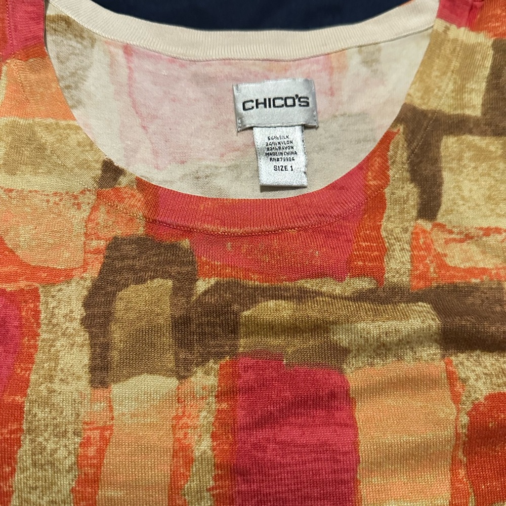 Chico's Vibrant Red and Brown Tank